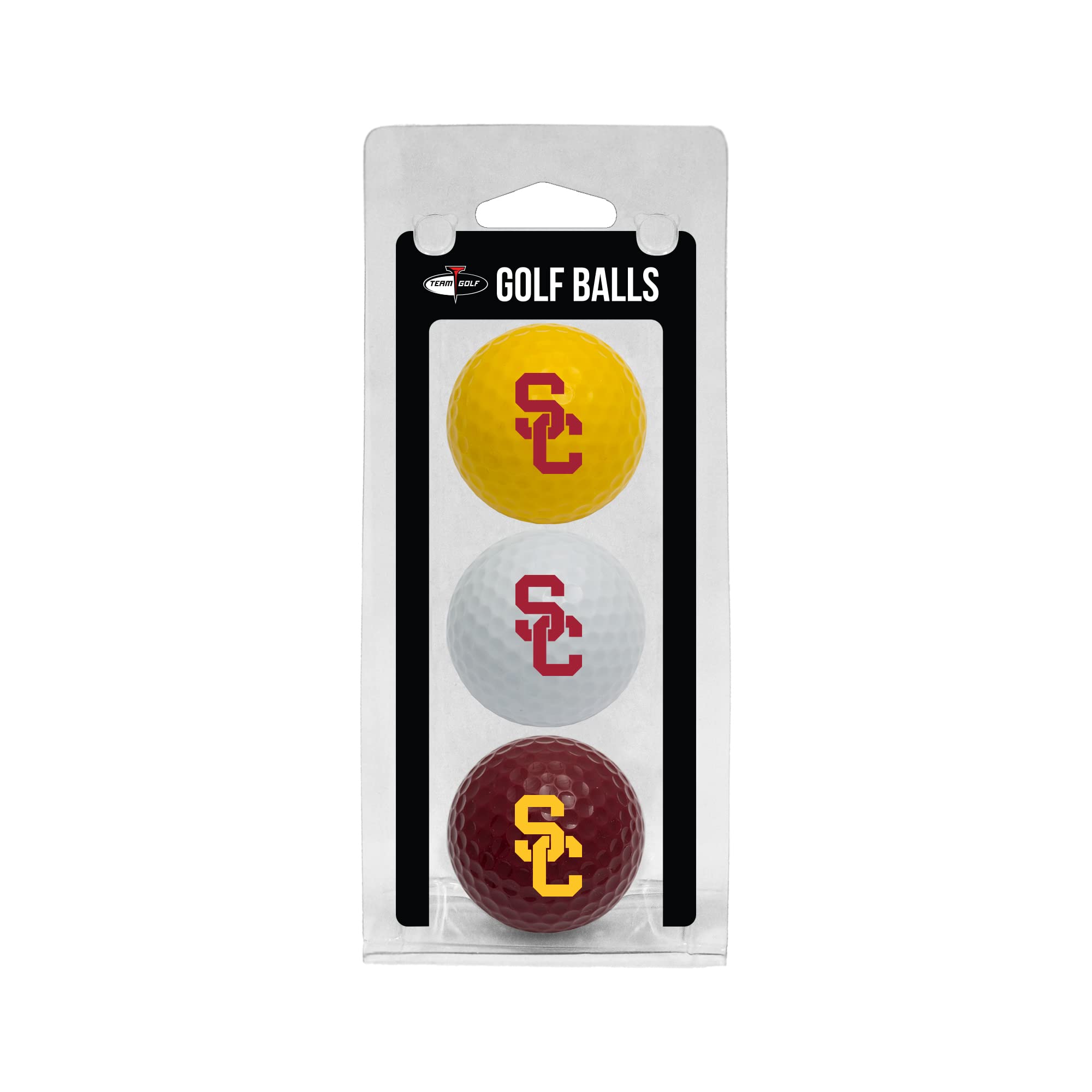 Team Golf NCAA USC Trojans 3 Golf Ball Pack Regulation Size Golf Balls, 3 Pack, Full Color Durable Team Imprint