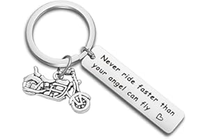 WUSUANED Motorcycle Biker Keychain Never Ride Faster Than Your Angel Can Fly Ride Safe Jewelry Husband Boyfriend Father Gift