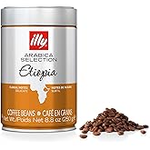 illy Arabica Selections Ethiopia Whole Bean Coffee, 100% Arabica Bean Single Origin Coffee, Light Roast with Notes of Jasmine, All-Natural, No Preservatives, 8.8 Ounce Can (Pack of 1)