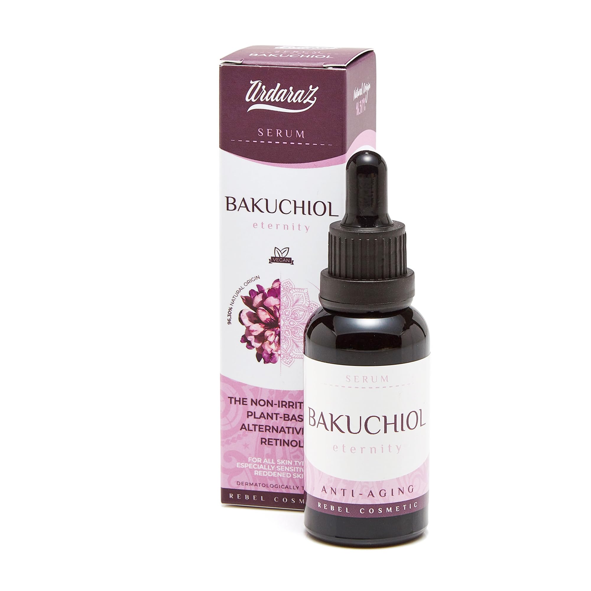 Ardaraz Bakuchiol Face Serum for Women, the Plant-Based Retinol. Women’s Concentrate Anti Wrinkle Serum, enhances the skin texture. With Hyaluronic Acid for sensitive skin. 30 ml