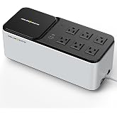 GOLDENMATE 600VA/360W Lithium UPS Battery Backup and Surge Protector | 6 Outlets, 2 USB Ports, Wireless Charging, Wall Mount, Compact Design, 76.8Wh LiFePO4 Backup Battery for Home Office Devices