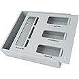 SpaceAid Bag Storage Organizer for Kitchen Drawer, Bamboo Organizer, Compatible with Gallon, Quart, Sandwich and Snack Variety Size Bag (1 Box 4 Slots), Gray