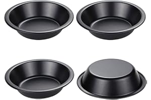 Webake Mini Pie Pans 5 Inch Pie Tins, 4 Pack Nonstick Round Bread and Meat Bakeware for Oven and Instant Pot Baking - Black