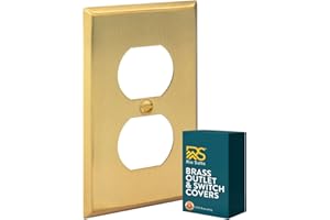 Rio Salto BRASS Metal Gold Outlet Cover Duplex or Light Switch Cover Wall Plate, STANDARD SIZE Single Duplex Receptacle Wallplate Covers 1 Gang Electrical Electric Brushed Brass 4.5" x 2.7"