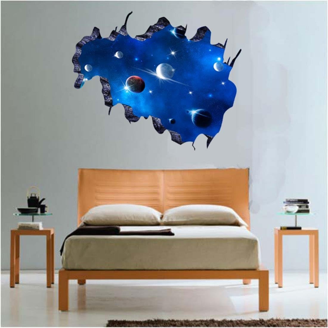 HerZii 3D Galaxy Wall Sticker Spacedimensional wall stickers living room bedroom TV backdrop