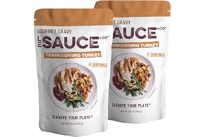 Le Sauce & Co. 4-serving Thanksgiving Turkey Gourmet Gravy(2-pack), Gluten Free Thanksgiving Family Dinner, Whole Turkey Breast, Mashed Potatoes, Green Beans, Stuffing, Weeknight Dinner, Premium Brown Gravy,