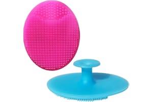 ASAKAA Silicone Face Scrubbers Exfoliator Brush&Baby Bath Brush& Facial Cleansing Brush&Baby Cradle Cap Brush&Silicone Massage Brush,Suitable for Adult Facial Cleansing and Baby Bathing (Large)