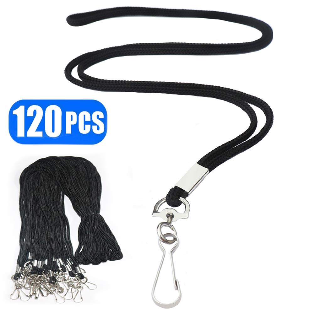 Black Lanyards Premium Bulk Lanyards 120 Pcs Round 36" with Swivel J