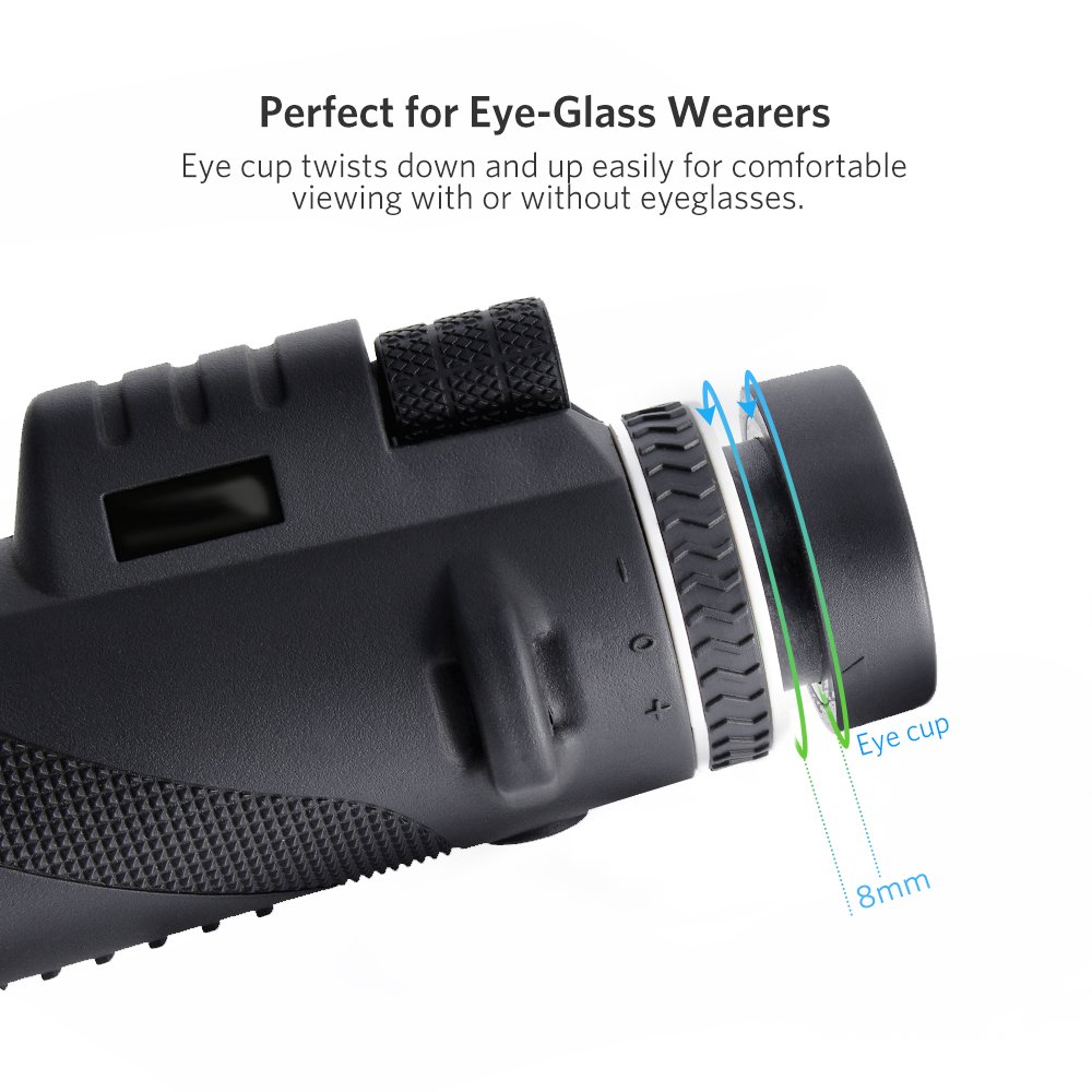 Monoculaire 40x60 Télescope Haute Puissance Zoomable Optique Vision Nocturne Basse Lumière Jumelles Anti-Brouillard/Pluie Idéal pour l\'Observation des Oiseaux, Sports, Concerts, Voyages, 500m/9500m