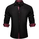 DiBanGu Men's Dress Shirt Long Sleeve Casual Button Down Shirts Regular Fit Inner Contrast Shirt for Business Party