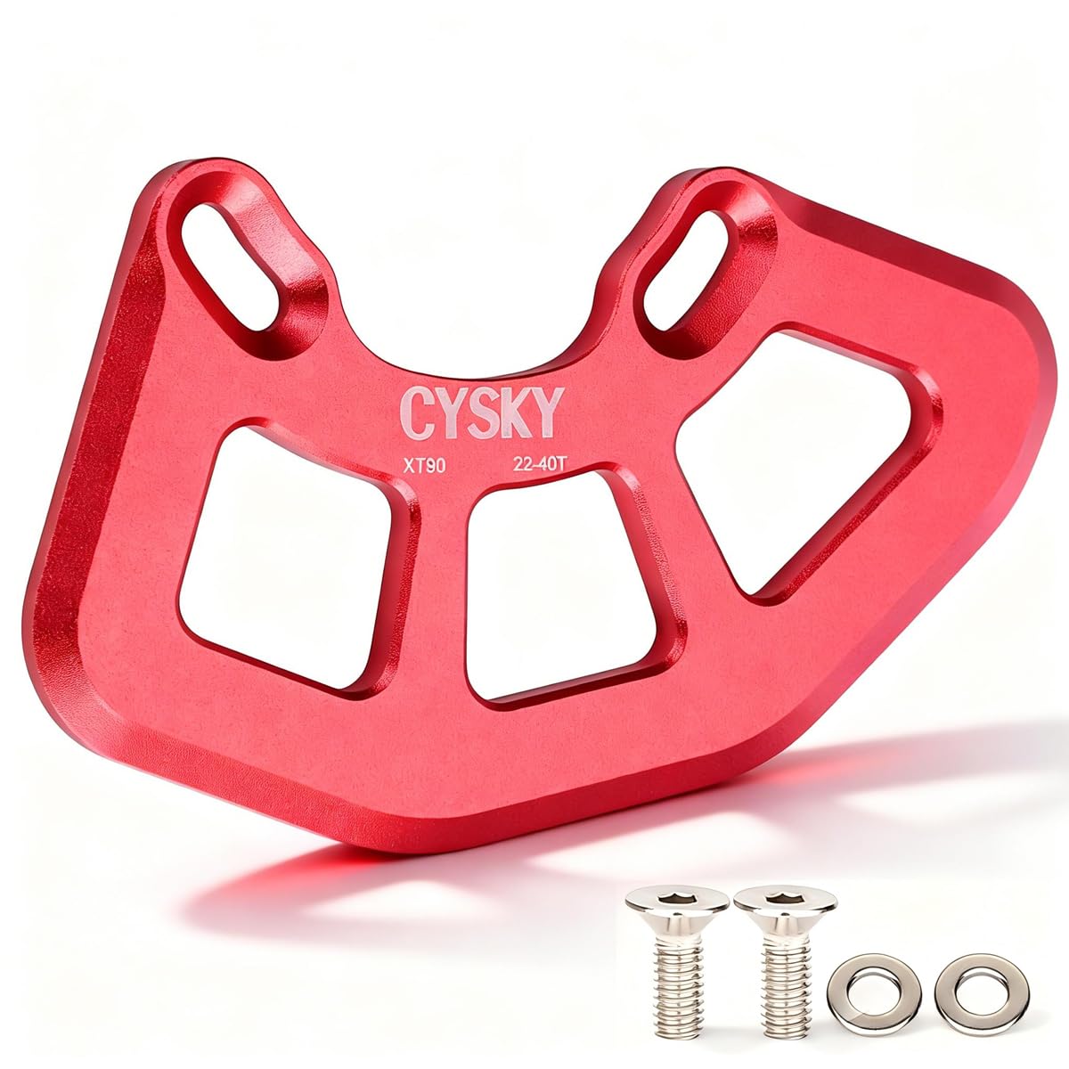 CYSKY Alloy MTB Bash Guard, ISCG05 Bicycle Chain Guard for 22T-40T Single Chainrings, Protector for Mountain Bike Chain, BMX Chain (Red)