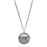 Made by Nami Mens Silver Necklace with Pendant Handmade 23" Surfer Cuban Link Chain with Stainless Steel Pendant Premium Jewelry Gift for Him