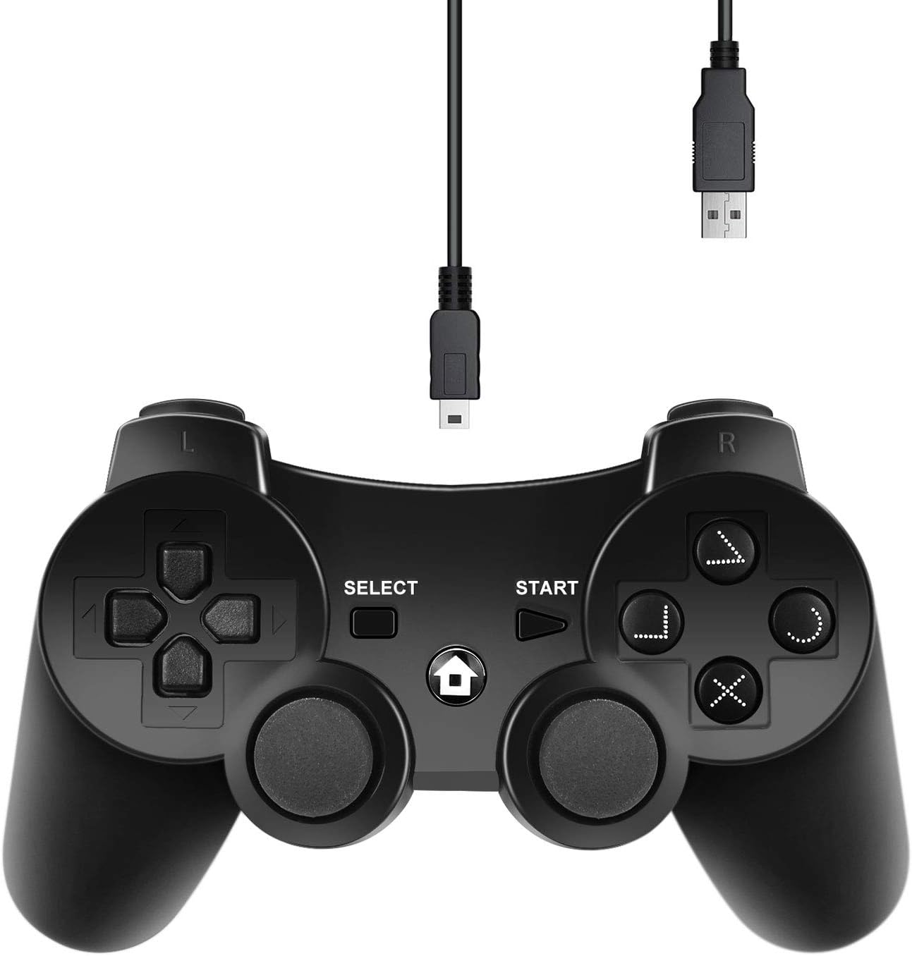 Etpark PS3 Controller, PS3 Wireless Bluetooth Controller Gamepad Joystick, Double Vibrating Controller for Sony Playstation 3 with Charger Cable Cord Thump Grips