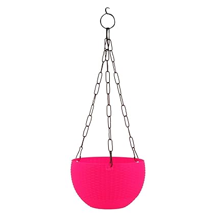 MorningVale Cane Basket, Plastic Hanging Pot, Multicolour 6 inch Diameter, 5 Pieces