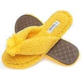 Millffy Plush Cozy Faux Shearling Thong Slide On Sherpa Womens Flip-Flops Slippers with Flowers
