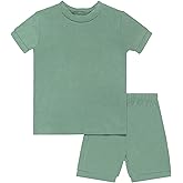 GUISBY Rayon Made from Bamboo Baby Toddler Kids Short Sleeve Top and Shorts Sets Pajamas for Boy Girl