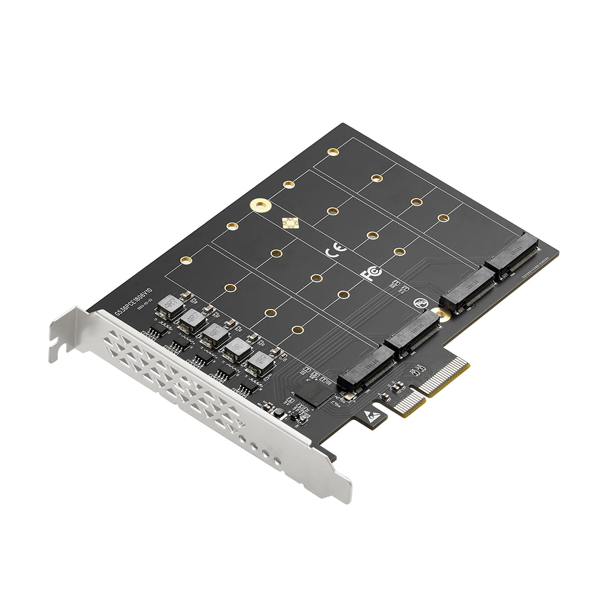 Photo 1 of Quad Port PCIe 3.0 x4 NVMe M.2 SSD (m Key) 2280 2260 2242 2230 Adapter Card