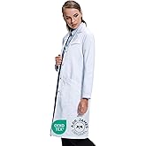Dr. James Premium Lab Coat for Women, Multiple Pockets, Classic Fit, Concealed Snap Closing, 37" Length