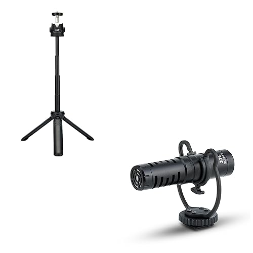JJC Extendable Mini Tripod Selfie Stick Shotgun Microphone Mic for Sony ZV-1 II ZV1 ZV-1F ZV1F ZV-E10 RX100 VII A6600 A6100 A7C A7,Canon EOS R R5 R6