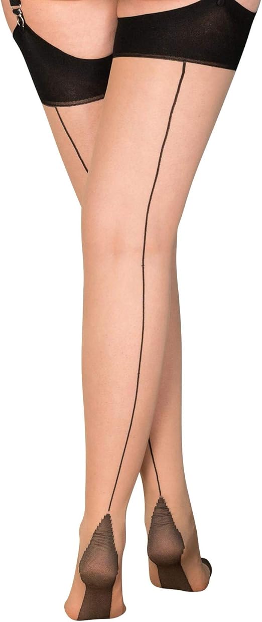 What Katie Did Seamed Stockings Contrast Black Glamour Amazon.co.uk