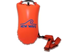 New Wave Swim Buoy for Open Water Swimmers and Triathletes - Light and Visible Float for Safe Training and Racing - Nylon TPU