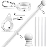 House Flag Pole, REERON 5 FT Metal Spinning Flag Poles Kit, 1" Tangle Free Stainless Steel Flagpole with 360° Flagpole Ring for Outside House Porch Residential Wall Mount for 3x5 Flag, Without Bracket