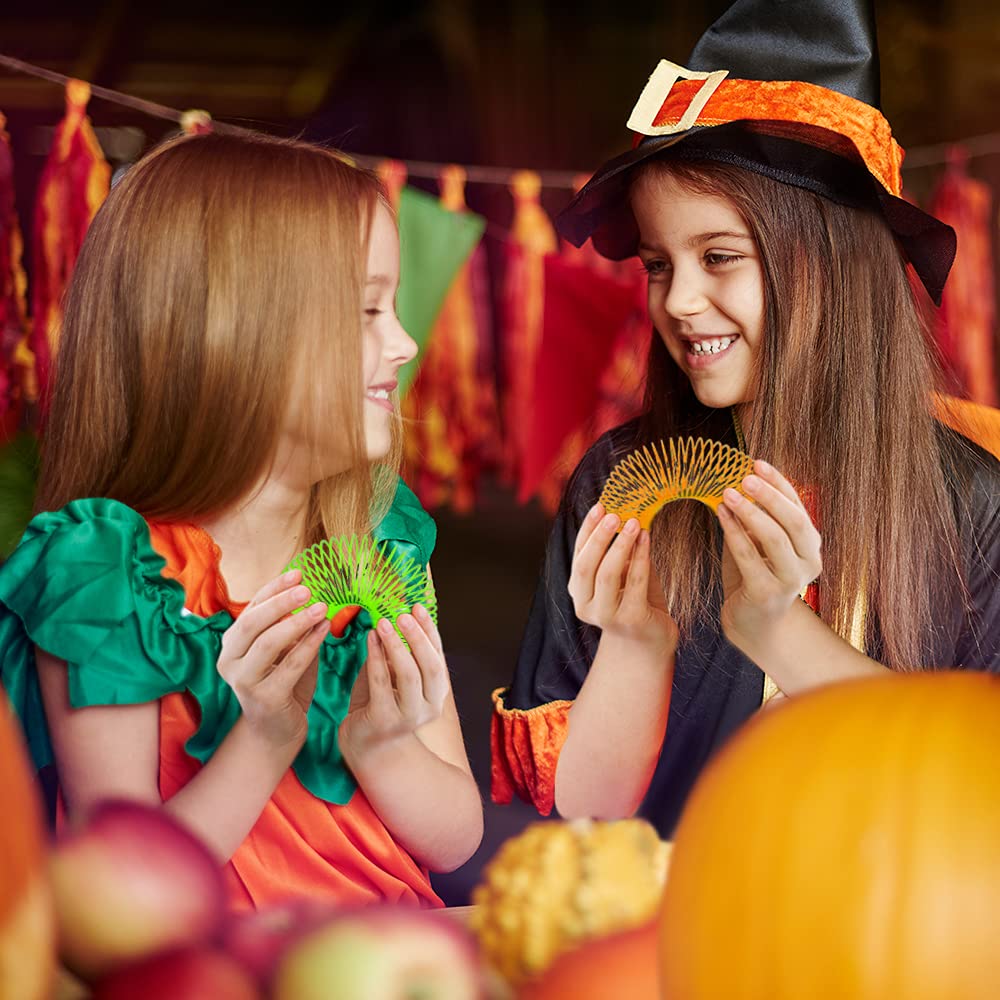 ArtCreativity Jack-O-Lantern Coil Springs, Set of 48, Plastic Pumpkin Mni Slinky Toys in Assorted Colors, Non-Candy Halloween Treats, Spooky Gifts Fun Party Favors, Goodie Bag Fillers for Kids