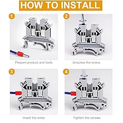Erayco UK2.5B-GR DIN Rail Terminal Block, Screw