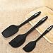 Vervetie Silicone Spatula Set One-Piece Design Kitchen Utensil Set, 3-Piece BPA Free Heat Resistant Spoon & Spatulas (Black)