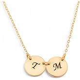 HotMixCold Custom Initial Disc Charm Necklace, Simple Daily Jewelry, Birthday Gift for Her