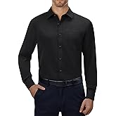 Alimens & Gentle Mens Dress Shirts 4-Way Stretch Long Sleeve Collared Casual Solid Wedding Dating Button Down Shirt