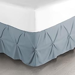 Nestl Stone Blue Bed Skirt Full Size, Pinch Pleat