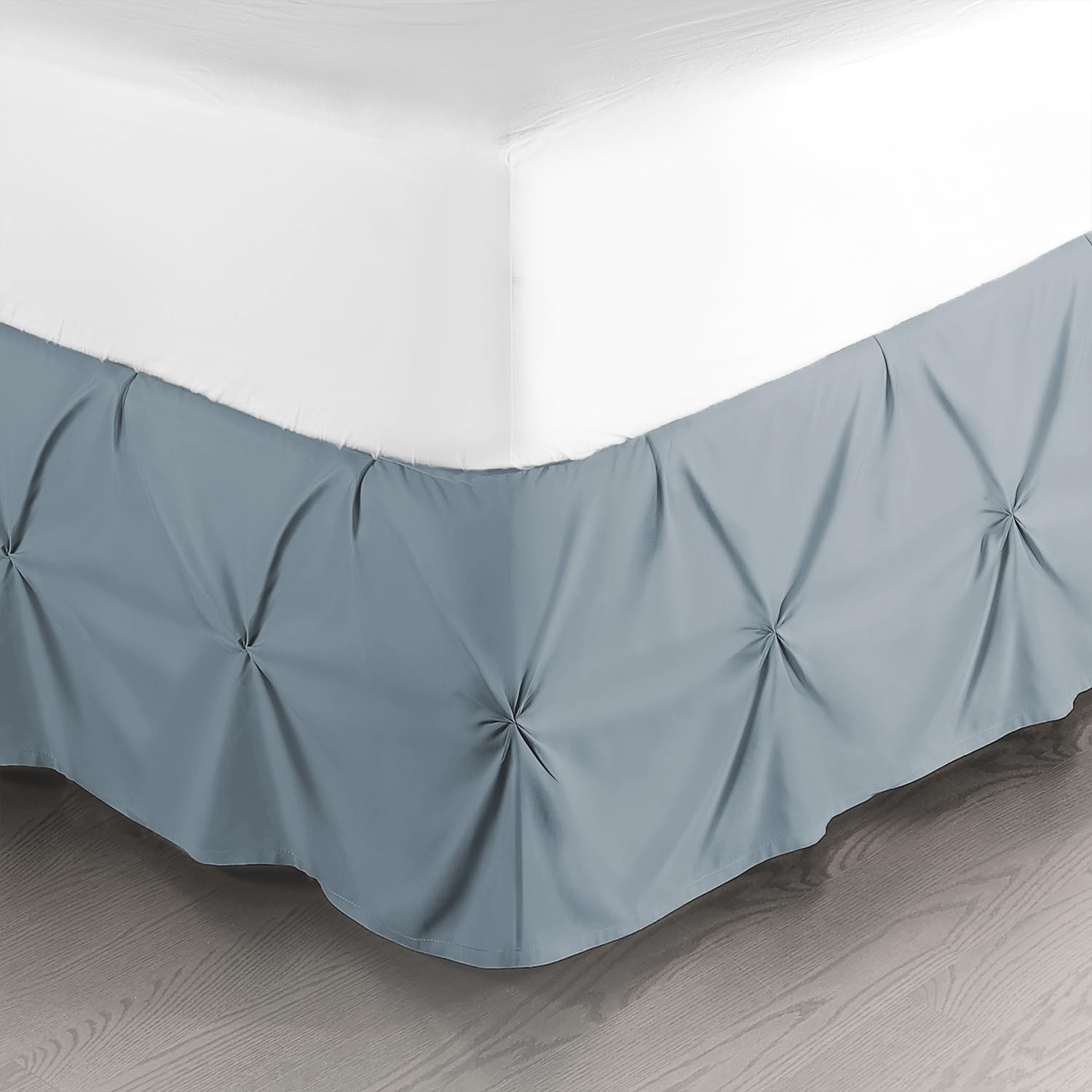Nestl Stone Blue Bed Skirt Full Size, Pinch Pleat