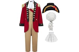 aicoaub Mens George Washington Costume Founding Father Costume Adult Hamilton Colonial Revolutionary War Outfit with Wig Hat