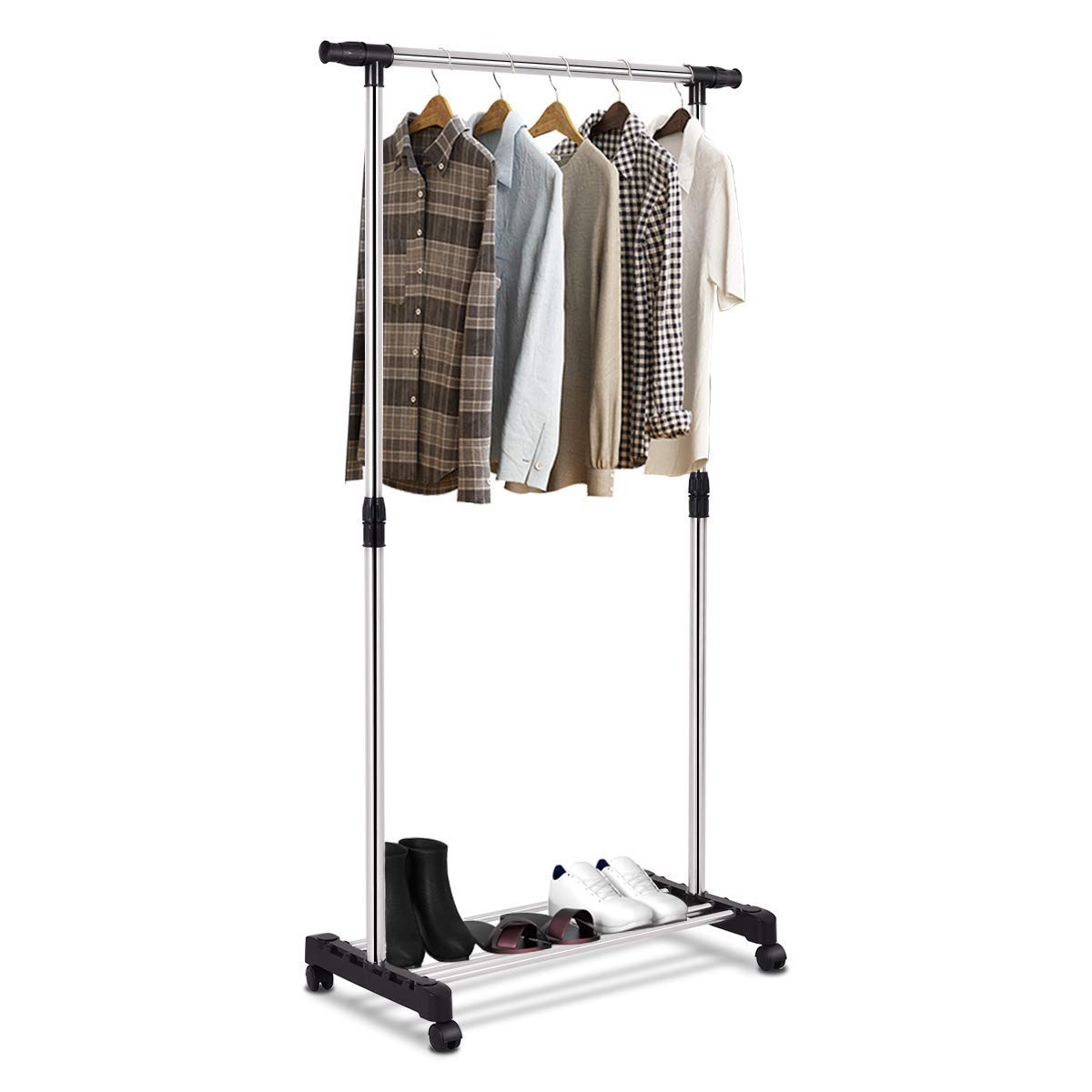 Buy Tangkula Rolling Garment Rack, Double Rail Heavy Duty Height