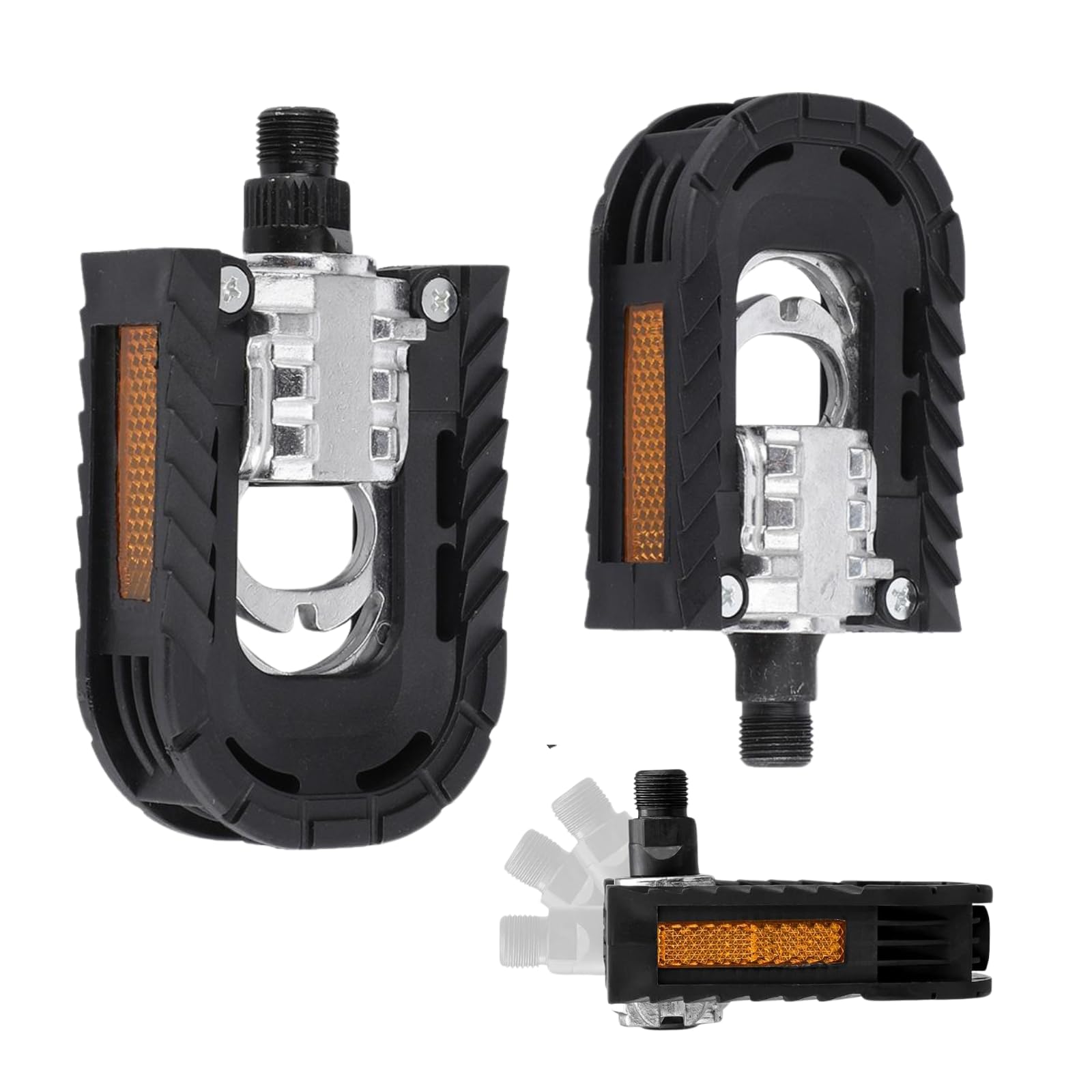 VIFER Folding Bike Pedals 1 Pair Aluminum Alloy Bicycle Flat Platform Pedals Cycling Bike Pedals with Reflectors for MTB Mountain Road Bikes Outdoor Cycling