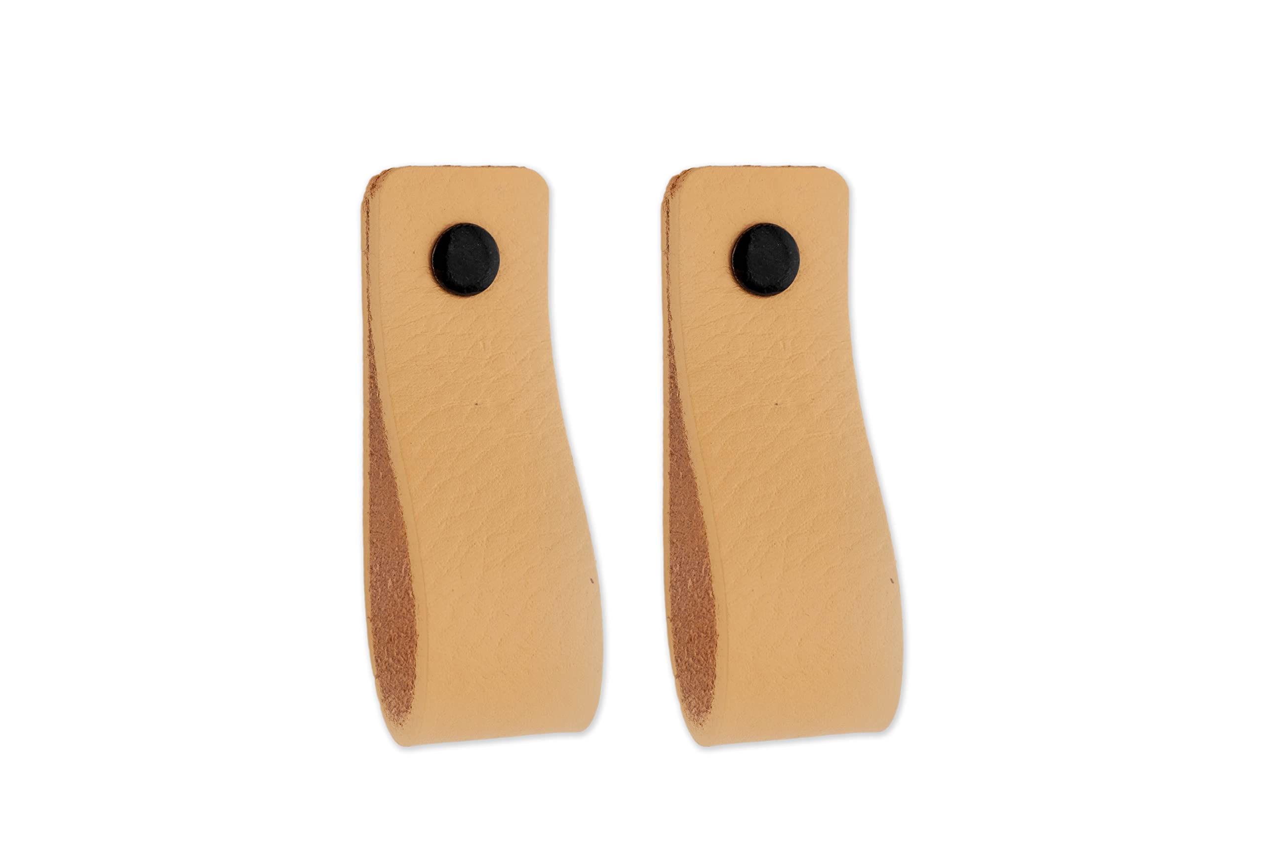 Brute Strength - Leather Handles for Furniture - Natural - 2 pcs - 16,5 x 2,5 cm - Cabinet Handle, Door Handle for Kitchen, Bathroom, cabinets, Dresser, Wood