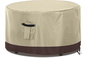 ABCCANOPY Ottoman Cover Circular Upholstered Chair Cover Universal Furniture Cover Chair Cover Common Indoor and Outdoor Waterproof and Dustproof 32Dx22 Beige Brown
