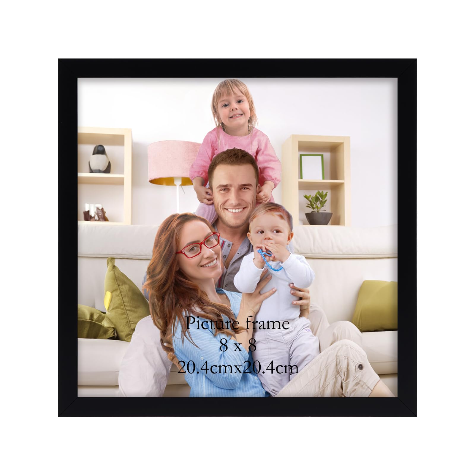 Giftgarden Black 8x8 Photo Frame, Square Picture Frames 8x8 inches Versatile Tabletop or Wall Displays - Single