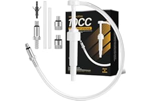 JEWHEG Lower Unit Gear Oil Pump for Standard Quart Bottles for 28mm bottle caps，10CC Per Pump Stroke，gear oil pump for quart bottle 3/8 inch Metal Swivel， 8mm and 10mm， 3rd Hand Adapter and 19 inch hose