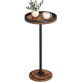 HOOBRO Small Round Side Table, Drink Table, Coffee Martini Table with Pedestal Accent for Small Spaces in Living Room, Bedroom, Sofa Couch, Rustic Brown BF168BZ01