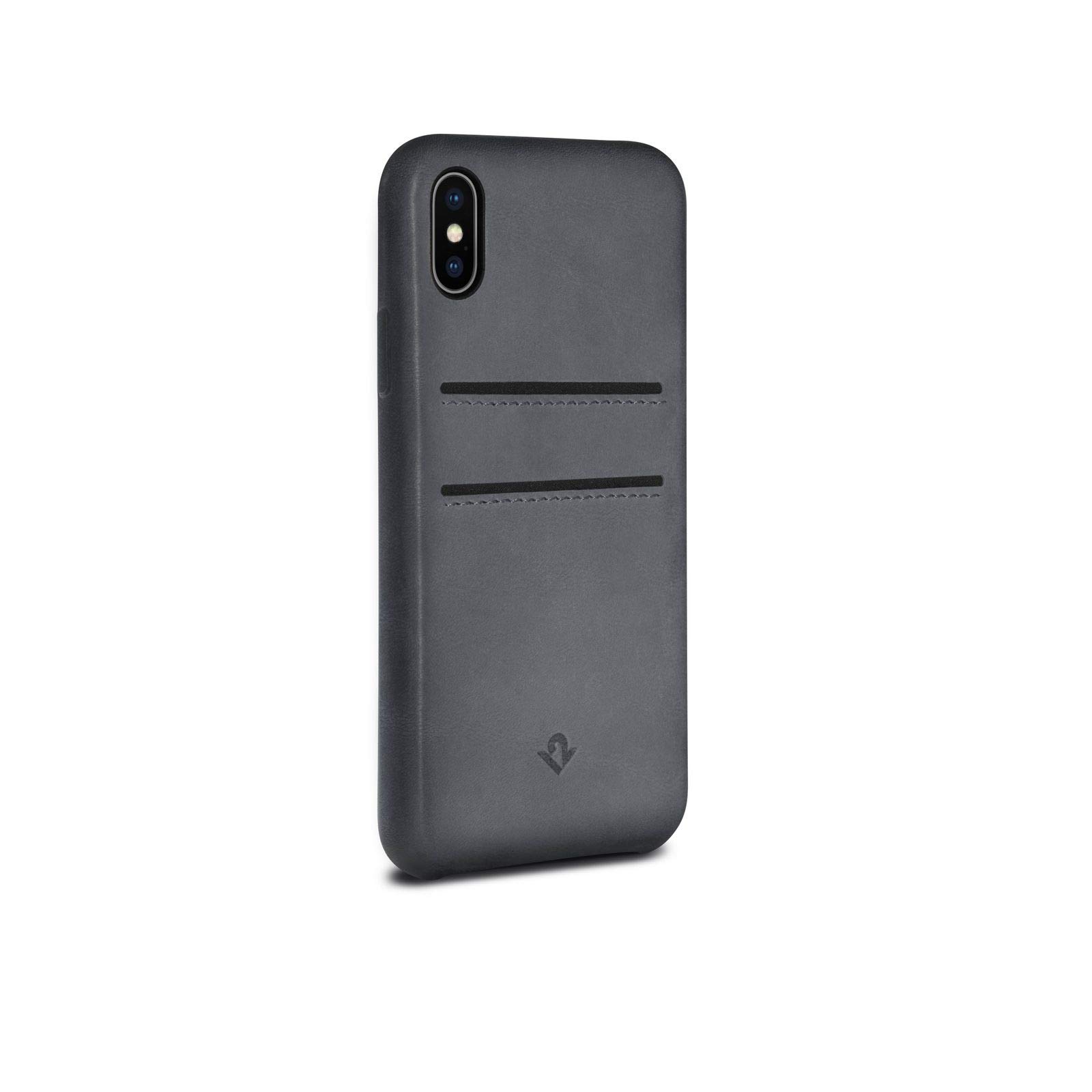 Twelve South Relaxed Leather Case for iPhone X/Xs | Hand Burnished Leather Wallet Shell (earl grey)
