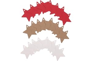 Ipetboom 300pcs Christmas Kraft Paper Star Shaped Tags with Holes Blank Hanging Labels in Kraft Red White