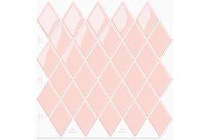 10-Sheet Peel and Stick Backsplash Diamond Shape, Ist Momoreo Stick on Backsplash Adhesive Tile for Kitchen Bathroom Accent Wall 11.8"x11.8", Apricot Pink