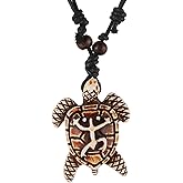 STWTR Hawaiian Turtle Pendant Necklace Men Women - Adjustable Rope Surfer Necklace Handmade Necklace