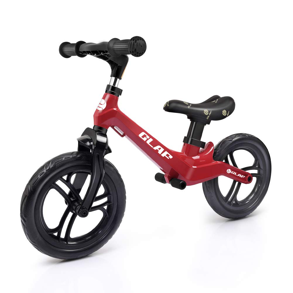 Glaf 12 inches Kids Balance Bike No Pedal Bicycle Walking Bicycle Children Toddler Balance Bike for Kids Adjustable Handlebar and Seat Training Running Bicycle for Ages 17 Month-5 Years Old (Red)