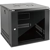 Tecmojo 9U Wall Mount Server Cabinet IT Network Rack Enclosure Lockable Door and Side Panels Black,Cooling Fan, Glass Door, 17.7inch Depth,for 19” IT Equipment, A/V Devices