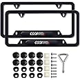 2 Pcs Black License Plate Frames Compatible with Mini Cooper License Plate Covers Metal Aluminum Material Screw caps Cover Set