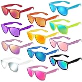 Men and Women's Retro Rewind Neon 80s Sunglasses 12 Packs, Colorful Frames with Reflective Mirrored Lenses,UV400