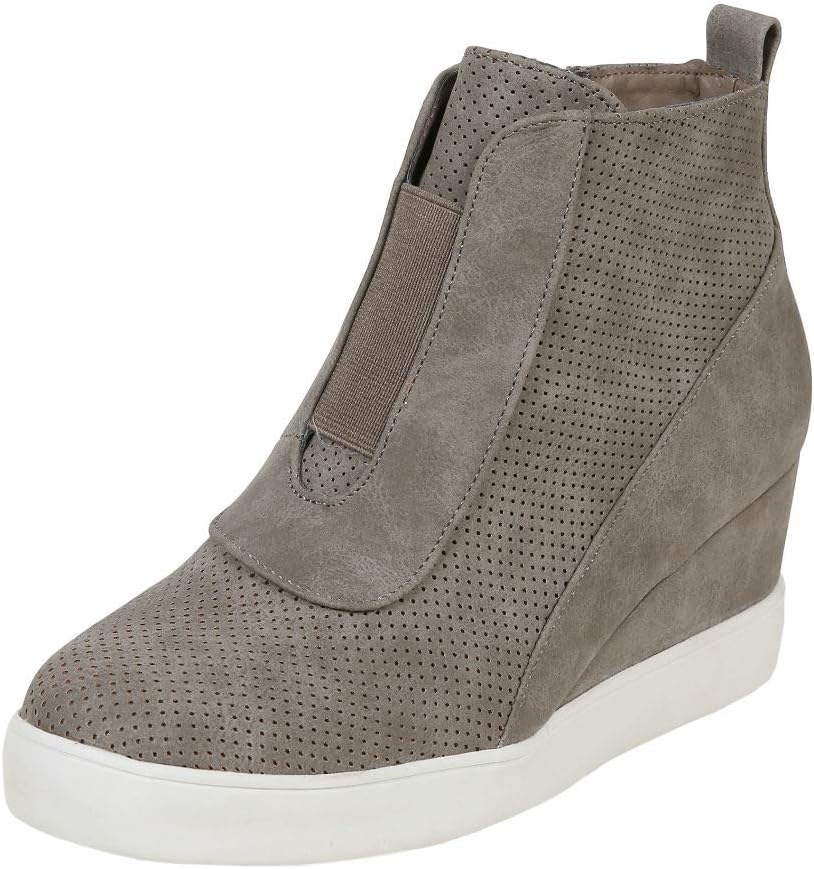 LAICIGO Womens Wedge Platform Sneakers Ankle Booties Heel Zipper Faux Leather Comfort Casual Shoes